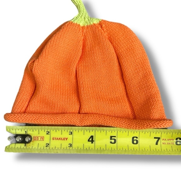 Carter's Pumpkin Baby Beanie One Size Orange Knit Hat 100% Cotton - Picture 3 of 4